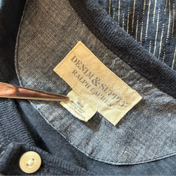 ❤️ Denim & Supply Ralph Lauren Henley Shirt Mens Medium Blue Long Sleeve - Picture 5 of 10